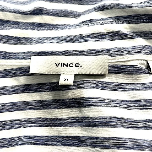 Vince Striped Belted Midi Shirt Dress, Blue/White, XL - Picture 12 of 13